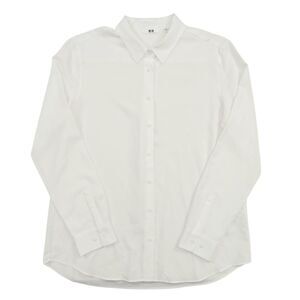 Uniqlo Shirt Womens Medium White Soft Long Sleeve Rayon Blend Casual Work Office